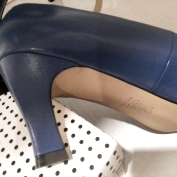VINTAGE Classic MARQUISE Blue Leather PUMPS DRESS HEELS GORGEOUS! NEW in BOX - Picture 9 of 12